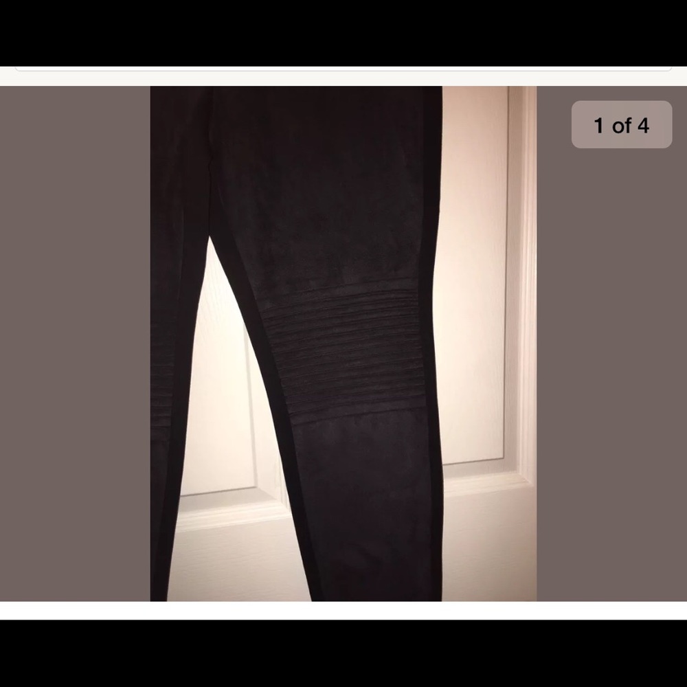 H Halston Moto Detail Leggings 16 black